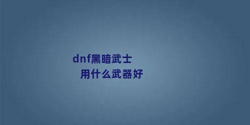 dnf黑暗武士用什么武器好