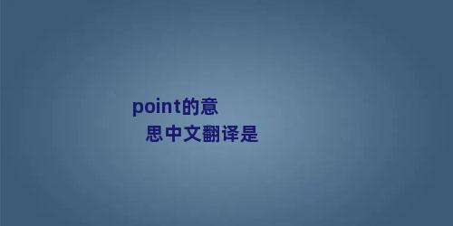 point的意思中文翻译是