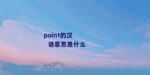 point的汉语意思是什么