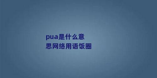 pua是什么意思网络用语饭圈