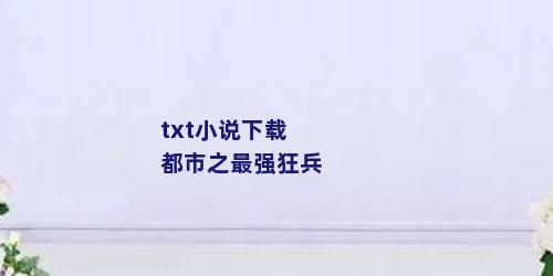 txt小说下载都市之最强狂兵