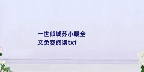 一世倾城苏小暖全文免费阅读txt