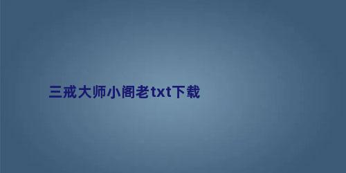 三戒大师小阁老txt下载