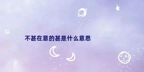 不甚在意的甚是什么意思