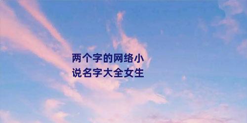 两个字的网络小说名字大全女生