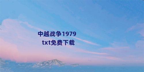 中越战争1979txt免费下载