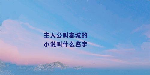 主人公叫秦城的小说叫什么名字