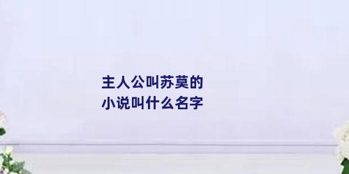 主人公叫苏莫的小说叫什么名字