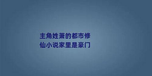 主角姓萧的都市修仙小说家里是豪门