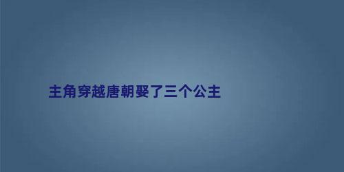 主角穿越唐朝娶了三个公主