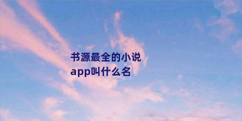 书源最全的小说app叫什么名