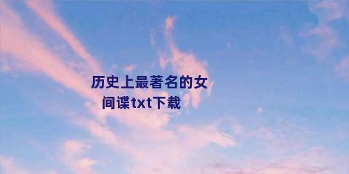 历史上最著名的女间谍txt下载