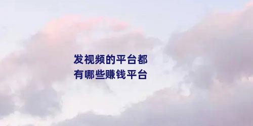 发视频的平台都有哪些赚钱平台