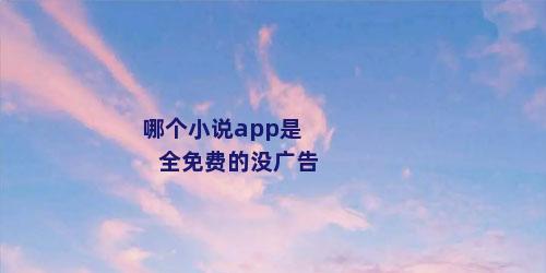 哪个小说app是全免费的没广告