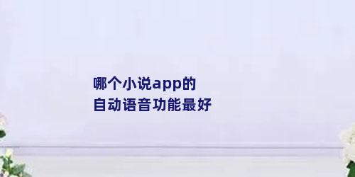 哪个小说app的自动语音功能最好