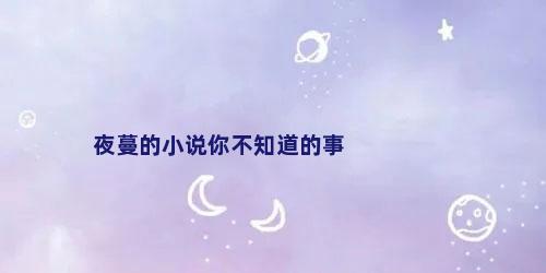 夜蔓的小说你不知道的事