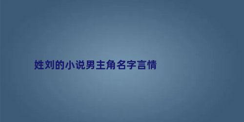 姓刘的小说男主角名字言情