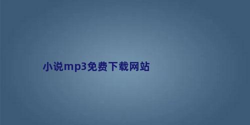 小说mp3免费下载网站