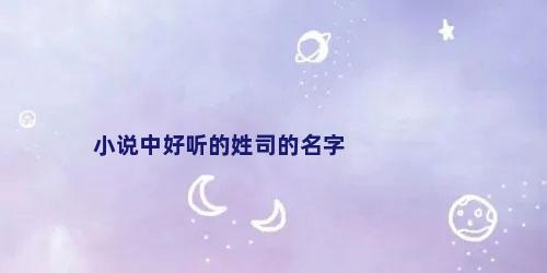 小说中好听的姓司的名字