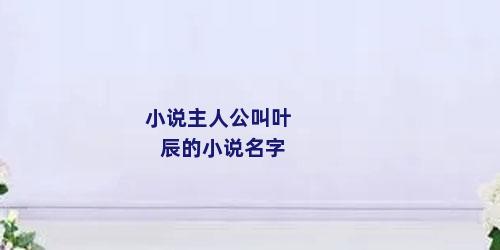 小说主人公叫叶辰的小说名字