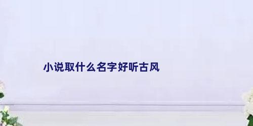 小说取什么名字好听古风