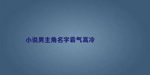 小说男主角名字霸气高冷