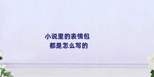 小说里的表情包都是怎么写的