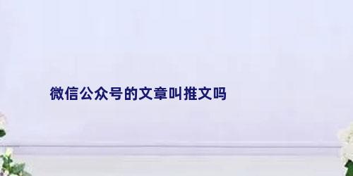 微信公众号的文章叫推文吗