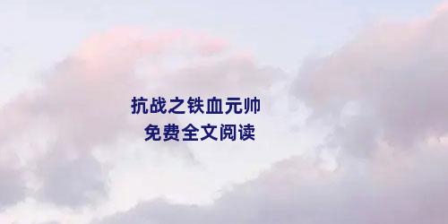 抗战之铁血元帅免费全文阅读