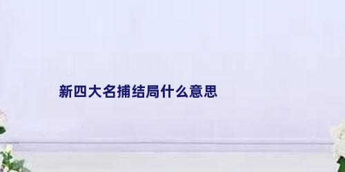 新四大名捕结局什么意思