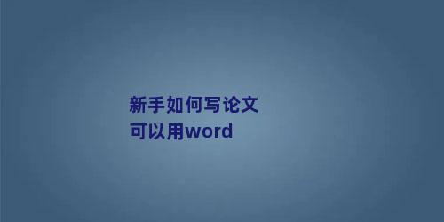 新手如何写论文可以用word