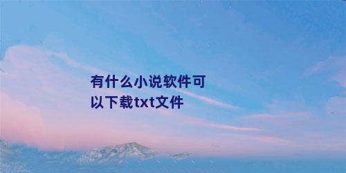 有什么小说软件可以下载txt文件