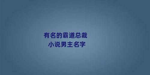 有名的霸道总裁小说男主名字