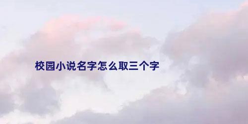 校园小说名字怎么取三个字