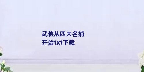 武侠从四大名捕开始txt下载