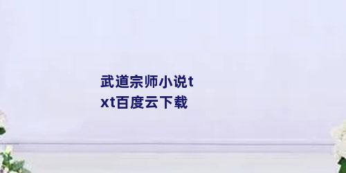 武道宗师小说txt百度云下载