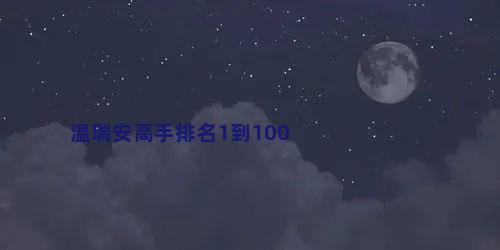 温瑞安高手排名1到100