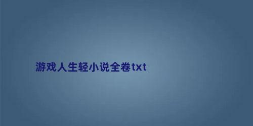 游戏人生轻小说全卷txt