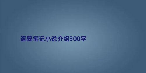 盗墓笔记小说介绍300字