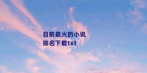 目前最火的小说排名下载txt