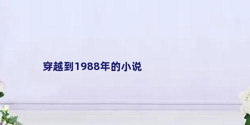 穿越到1988年的小说