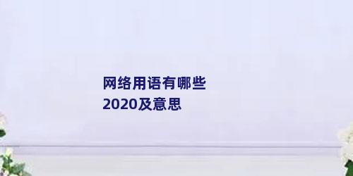 网络用语有哪些2020及意思