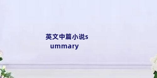 英文中篇小说summary