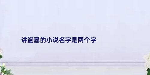 讲盗墓的小说名字是两个字