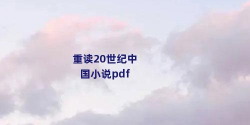 重读20世纪中国小说pdf