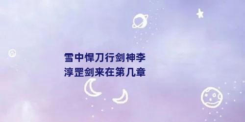 雪中悍刀行剑神李淳罡剑来在第几章