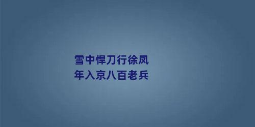 雪中悍刀行徐凤年入京八百老兵