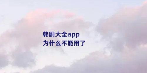 韩剧大全app为什么不能用了