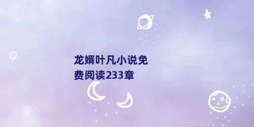 龙婿叶凡小说免费阅读233章